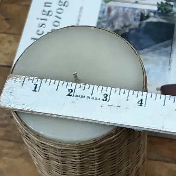 West Elm Woven Pillar Candle 8.5" Tall Home Decor - Picture 5 of 8